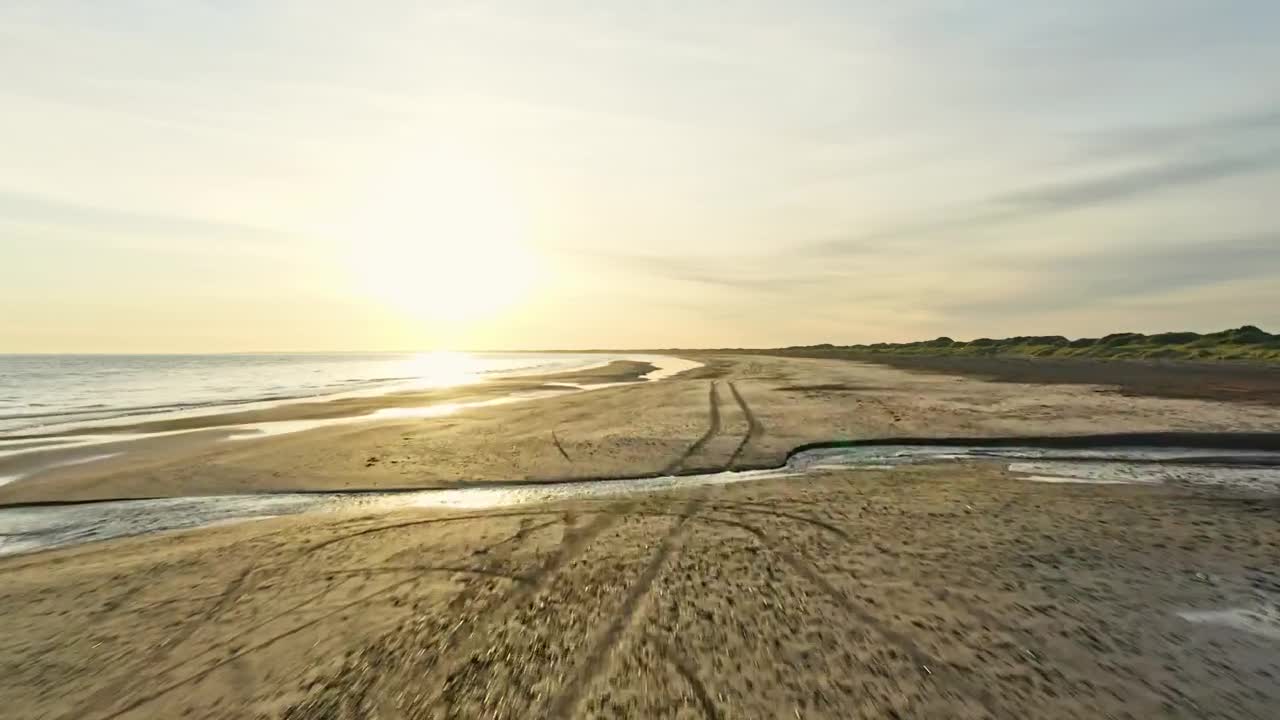 Fast aerial footage of beach