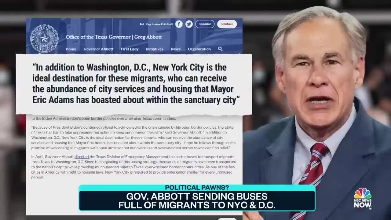 Texas Gov. Abbott Sends Buses Full Of Migrants To Washington and New York