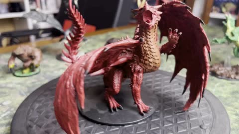 Gargantuan red dragon painted miniature