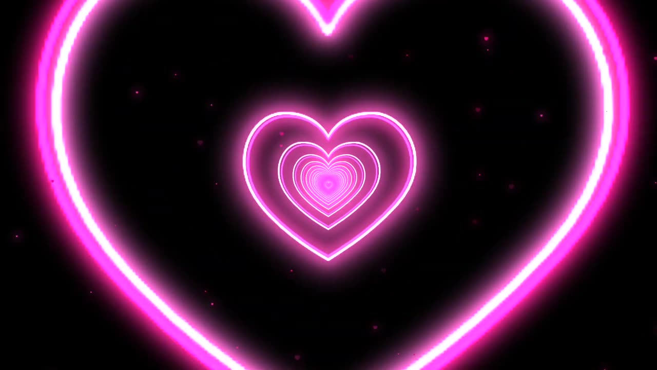 108. Heart Tunnel💖Pink Heart Background Neon Heart Background Video