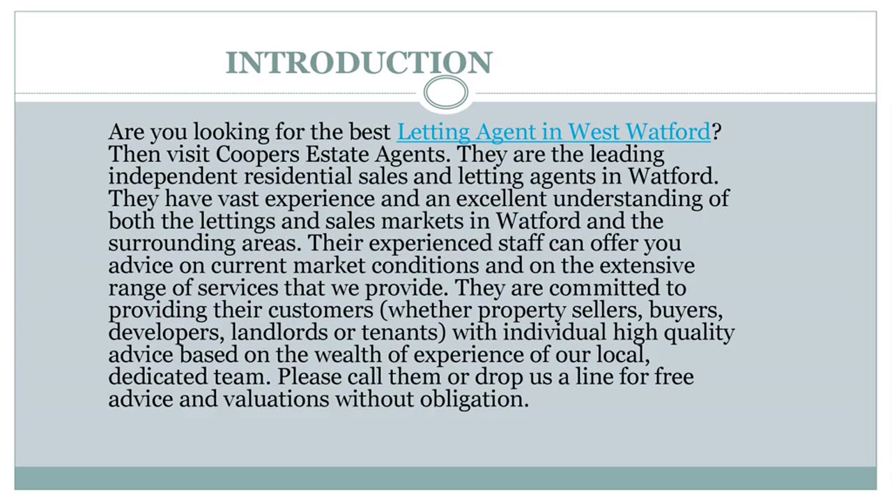 Best Letting Agent in West Watford