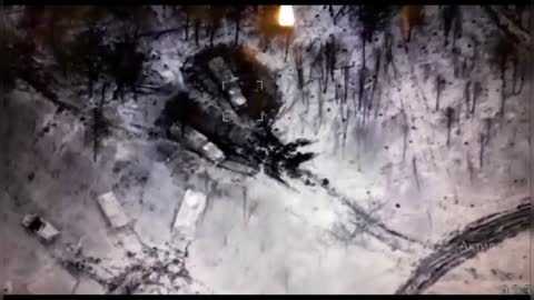 Ukraine War - The Bayraktar drone striking a Russian vehicle
