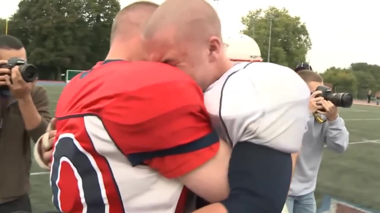 Military Dad Surprises His Son At HS Football Game