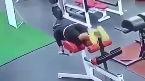 Woman falls out of gym equipment by a small detail