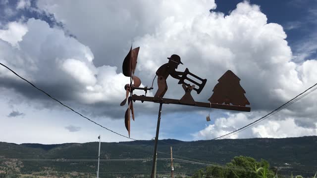 Farmer Sawing For Windmill Power