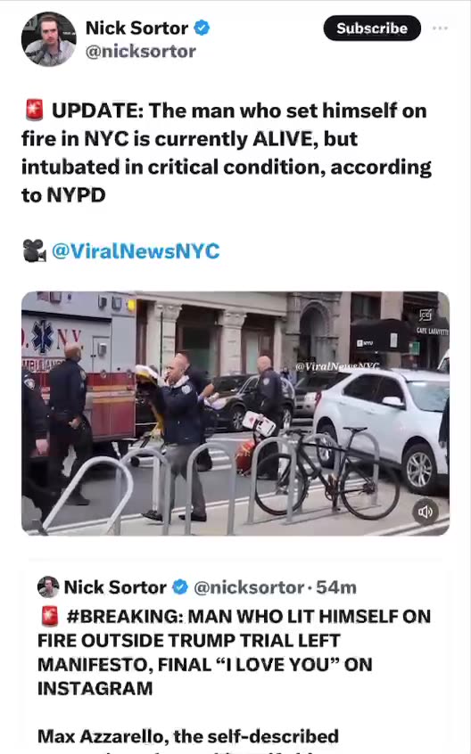 Update on man who set himself on fire