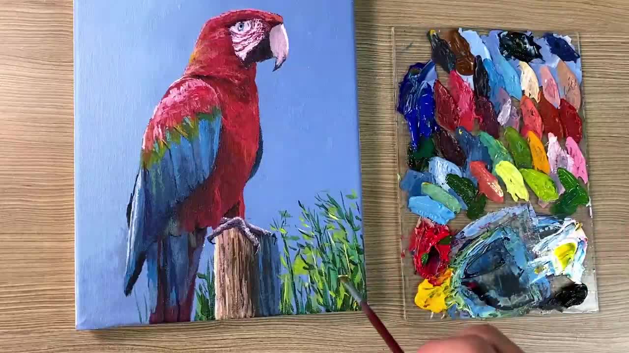 Acrylic Painting Parrot Bird_p38