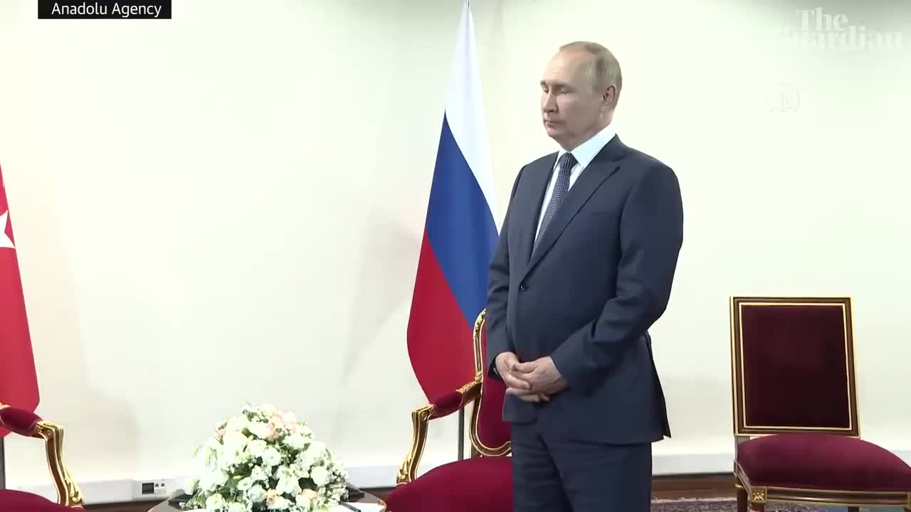 Russian President, Vladimir Putin, was left awkwardly standing in a room in front of reporters while