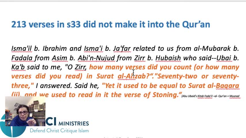 The Quran is perfectly preserved by the oral tradition with minimum of 563 missing verses!