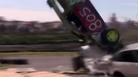 Car jumping competitors take to the skies