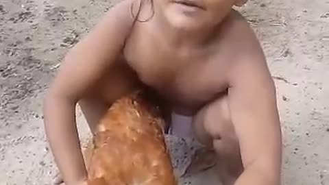 child got tired of eating egg