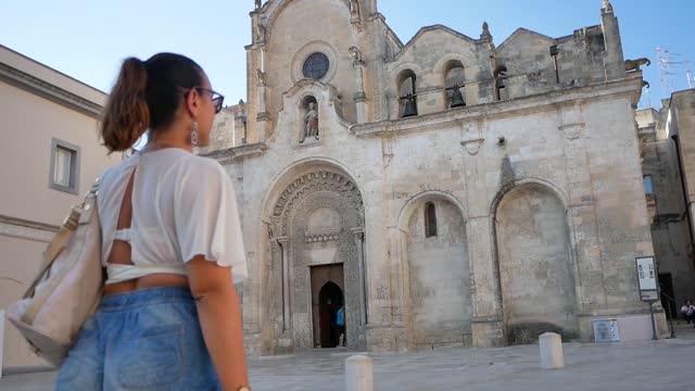 Matera Italy woman walking