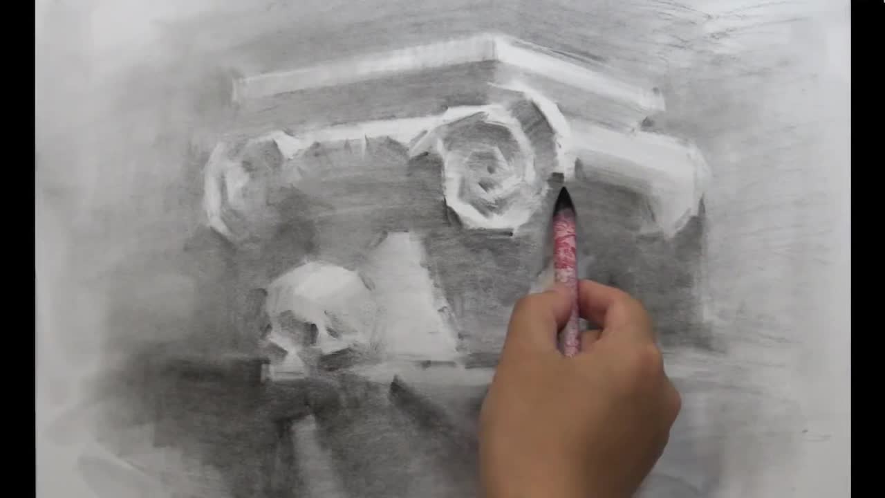 Roman column and skeleton still life sketch process, the content is very suitable for learning 7