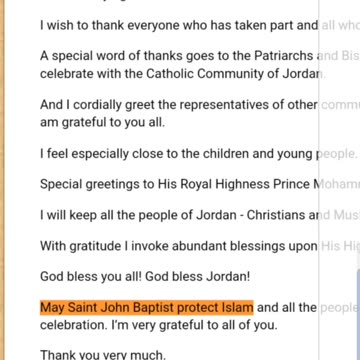 Pope John Paul II prays for the PROTECTION OF ISLAM