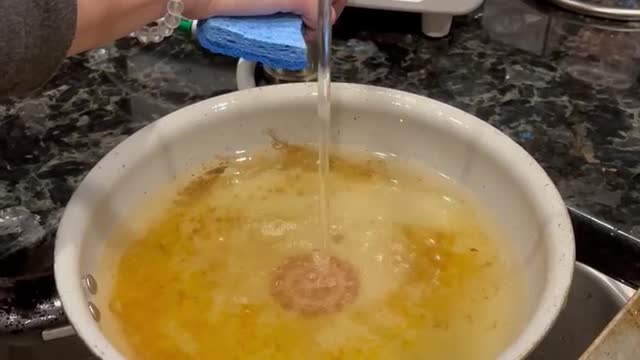 Watch as I remove the grease from this pan using only water!