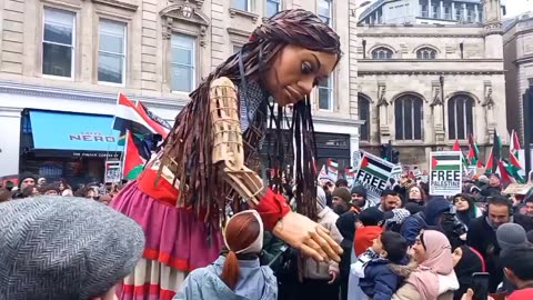 "Little Amal" puppet has joined pro-Gaza protests in London