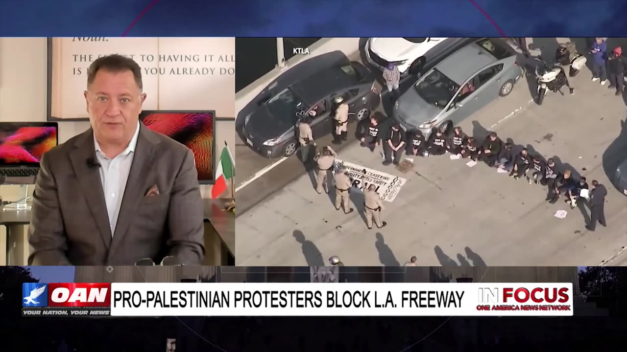 IN FOCUS: Pro-Palestine Protestors Block Los Angeles Freeway with Bob Bianchi – OAN