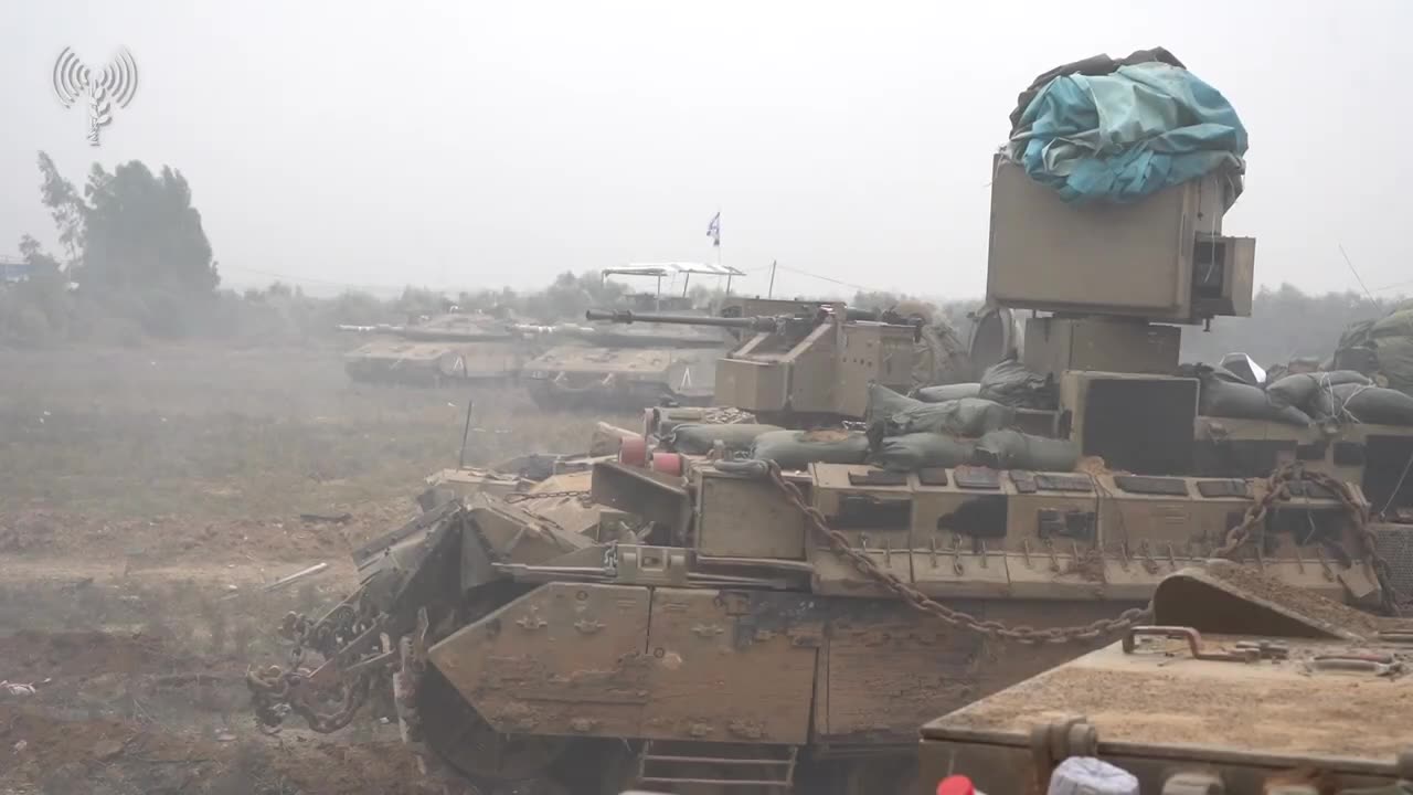 Israeli armored units in the Gaza Strip.