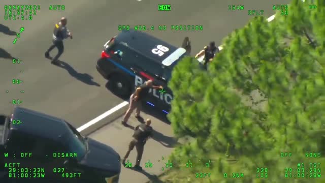 Helicopter View - Suspect Steals Police Cruiser Chase