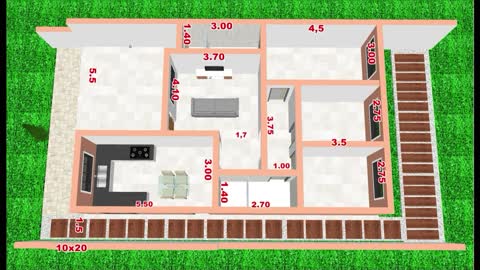 HOUSE PLAN WITH 3 BEDROOMS TOP