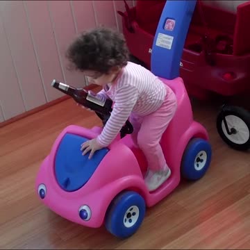 Baby Girl Steals Dad's Beer and Goes on Joyride