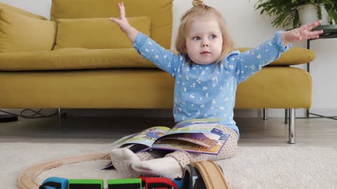 Cute baby child playing