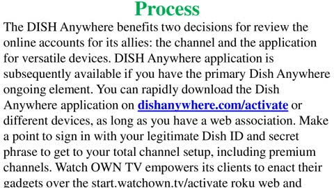 Simple Dish Anywhere Activation Process