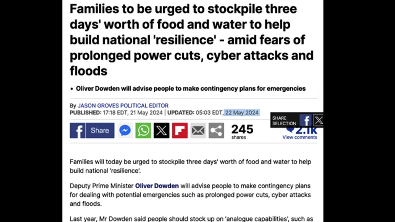 AN ATTACK FROM WITHIN IS COMING- CITIZENS TOLD TO STOCKPILE AT LEAST 3 DAYS WORTH OF FOOD - WATER-