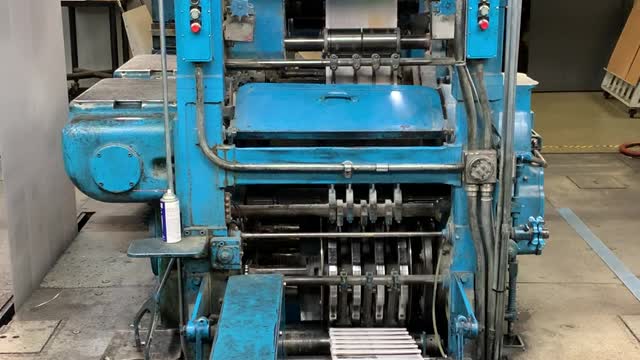 Last printing of The Great Falls Tribune on the press in Great Falls, Montana