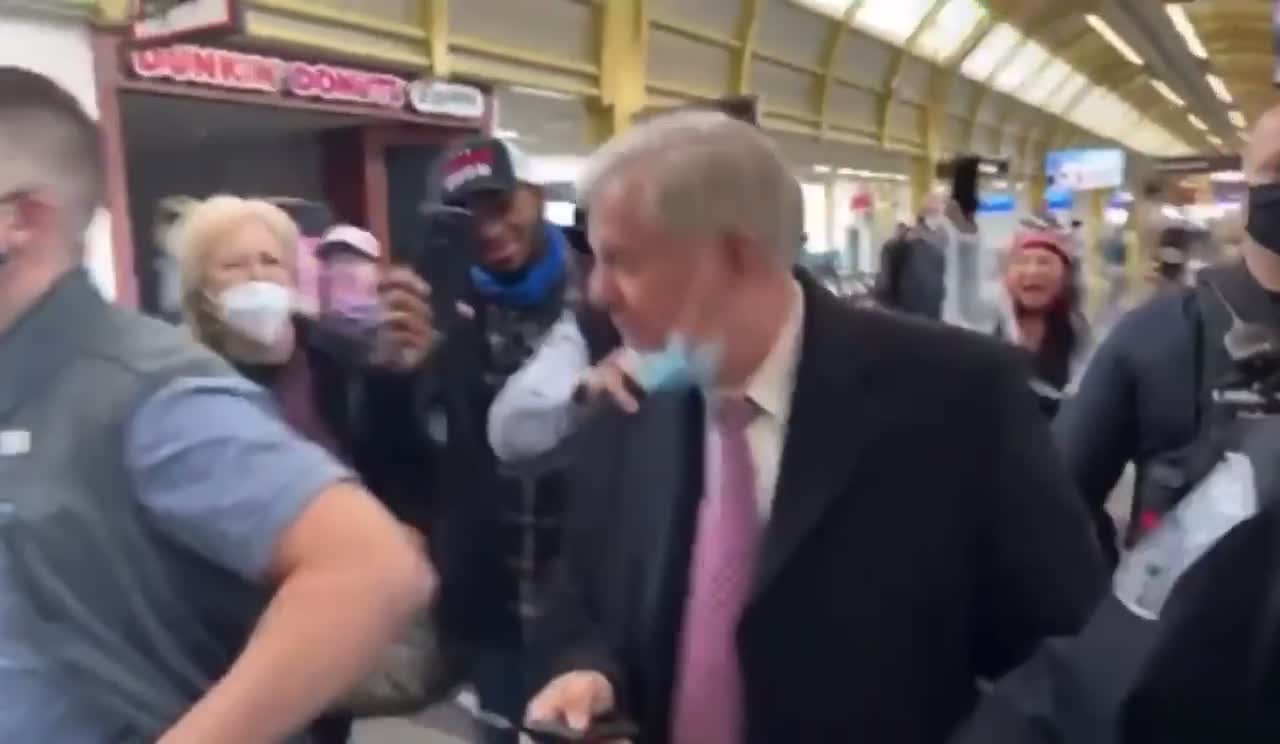 Senator Lindsey Graham Confronted And Chased Out Of DC Airport By Trump Supporters HT Villain Report