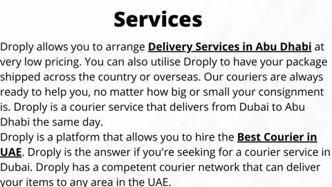 Best courier in UAE by Droply