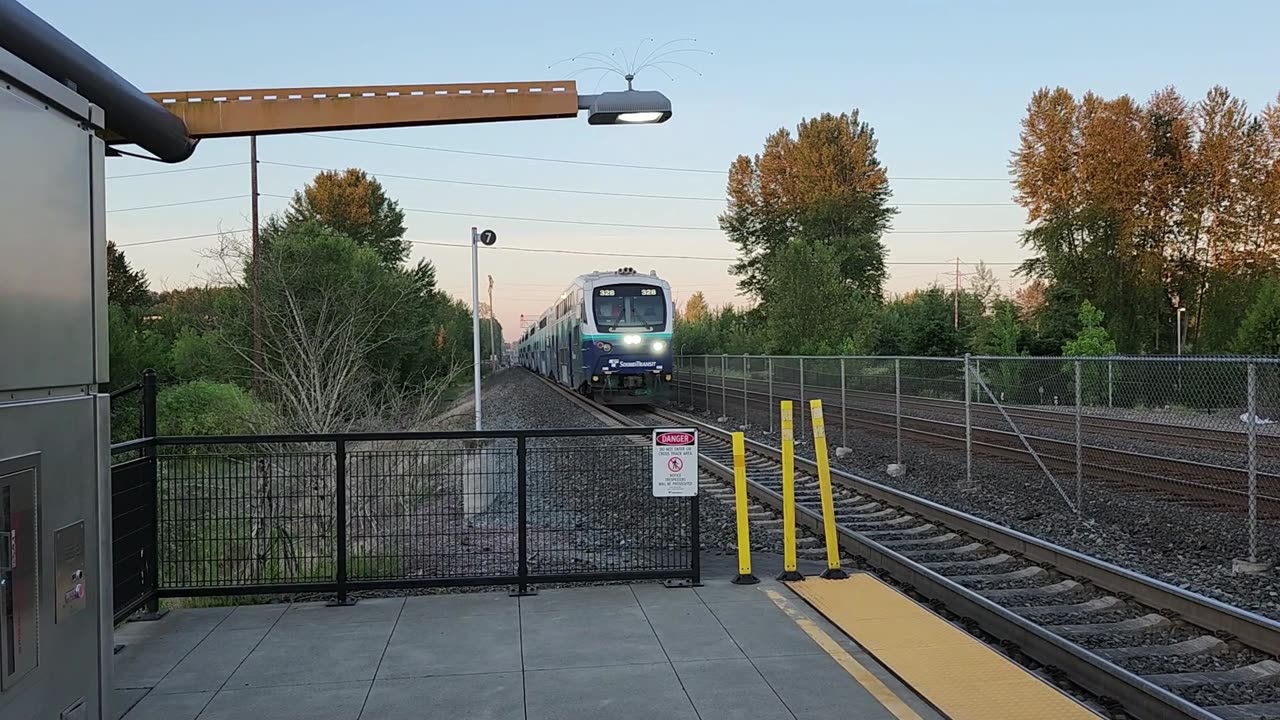 The very first Sounder of the day at Tukwila Station (Tukwila, Washington), 6/21/2024