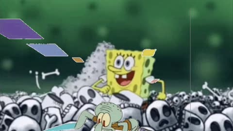 Squidward Is Playing With Tiles While SpongeBob Runs Through Piles Of Skeletons ☠️