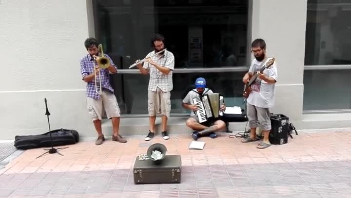 Music band in Ciudad Vieja, Montevideo