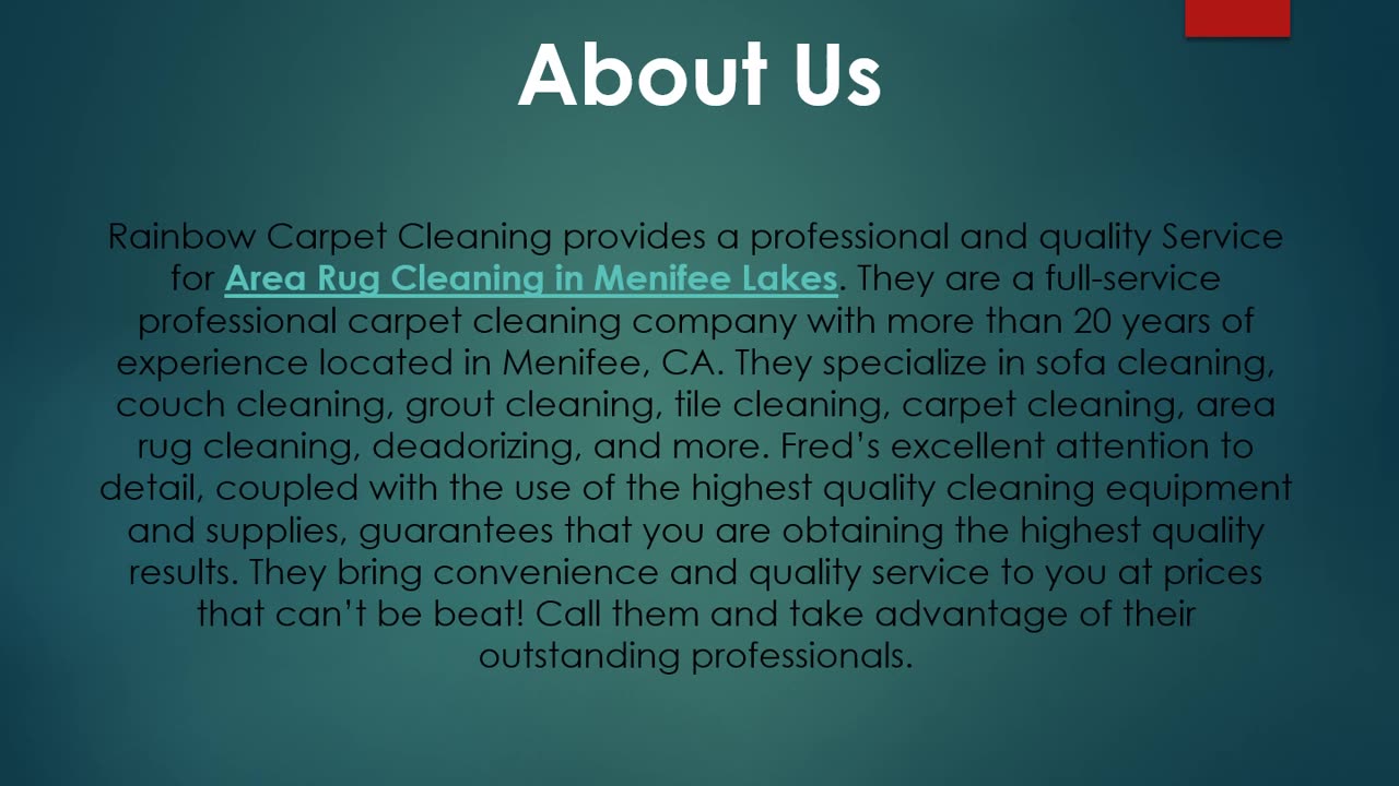 Quality Service for Area Rug Cleaning in Menifee Lakes