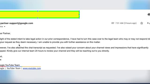Youtube Court Action may result in Youtube Channel Retaliatory action of deleted channel