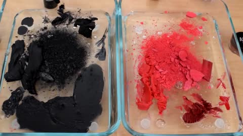 Mixing Makeup Eyeshadow Into Slime ! Black vs Red Special Series Part 20 Satisfy