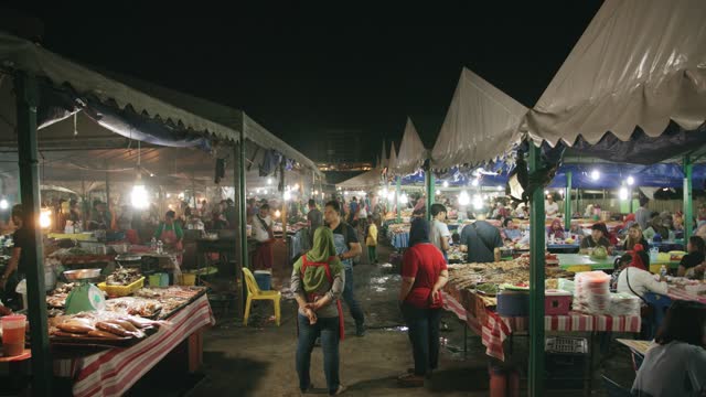 Night Market Selling Variety Of Foods