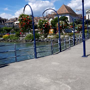 Walking in Switzerland in morge city