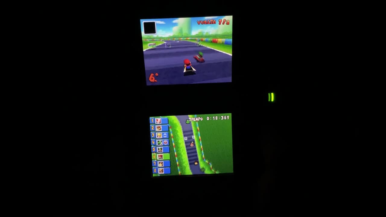 0267-Jugando: mariokart ds, gba circuito peach, copa caparazón, 150cc, grand prix retro