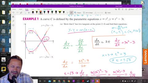 Calculus 2 - Section 10-2 - Example with Derivatives of Parametric Equations