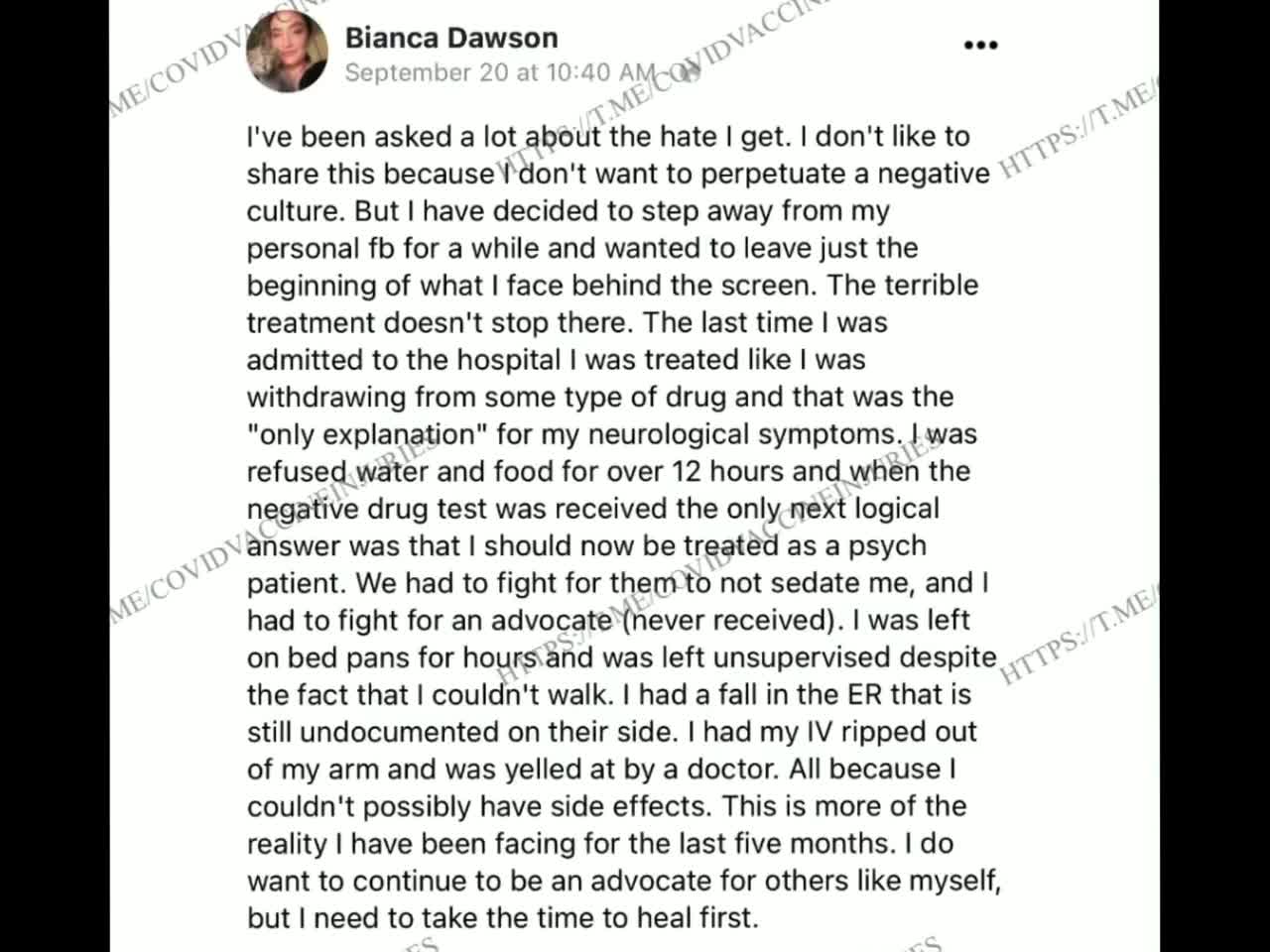 Vaccine Victim Bianca Dawson