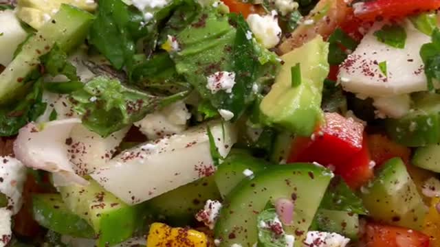 My favorite summertime salad! Feel free to sub/skip the fruit.