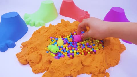 Satisfying Video | Make Kinetic Sand Raibow Foot Coloring & Cutting ASMR #7