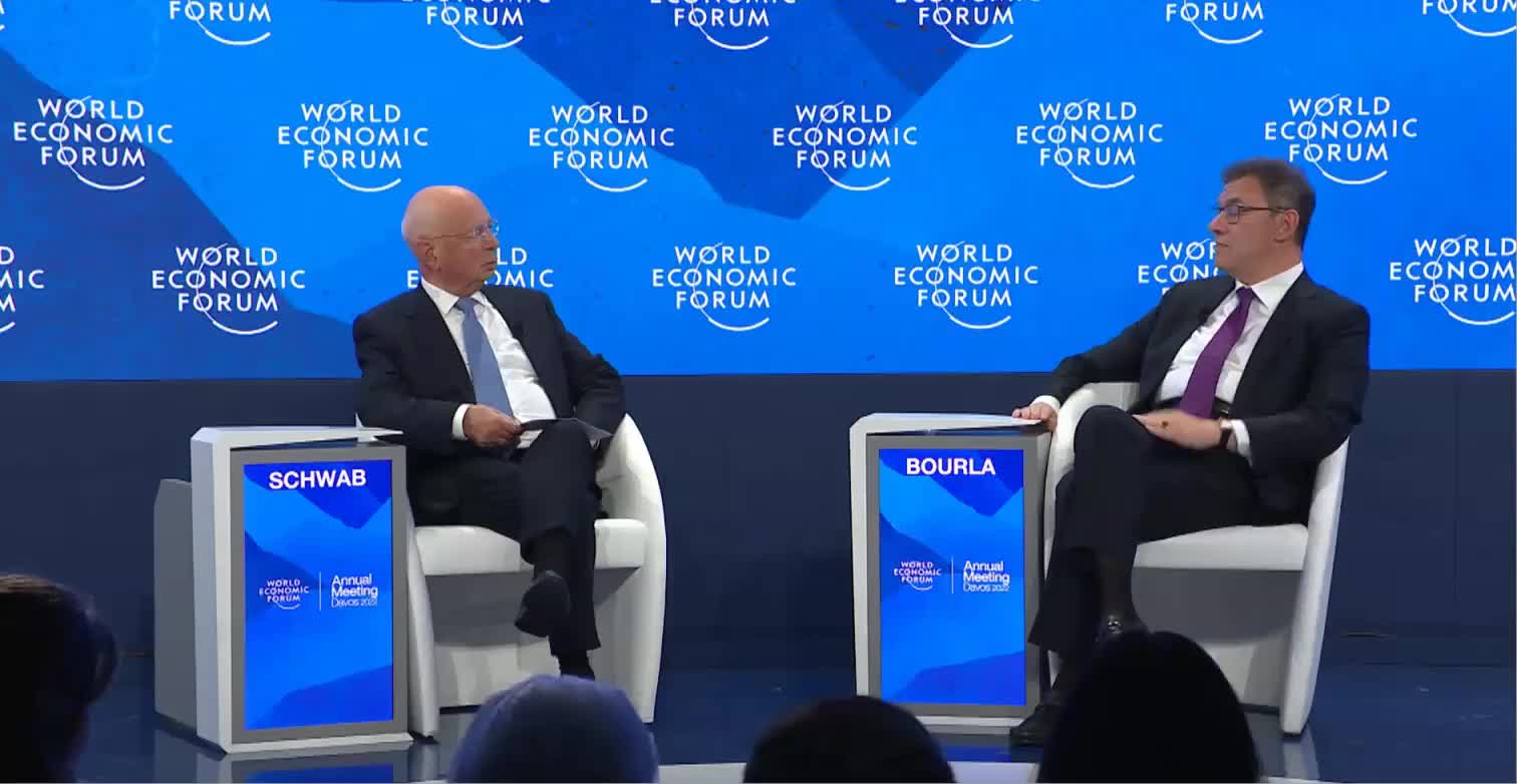 Klaus Schwab And Pfizer CEO Albert Bourla Discuss