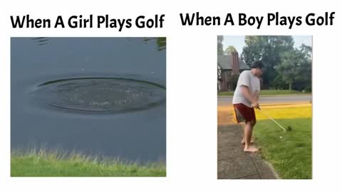 Girls vs boys playing golf 🏌️‍♀️⛳🏌️‍♂️