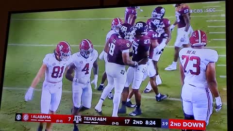 ALABAMA FIRST PUNT VS TEXAS AM..