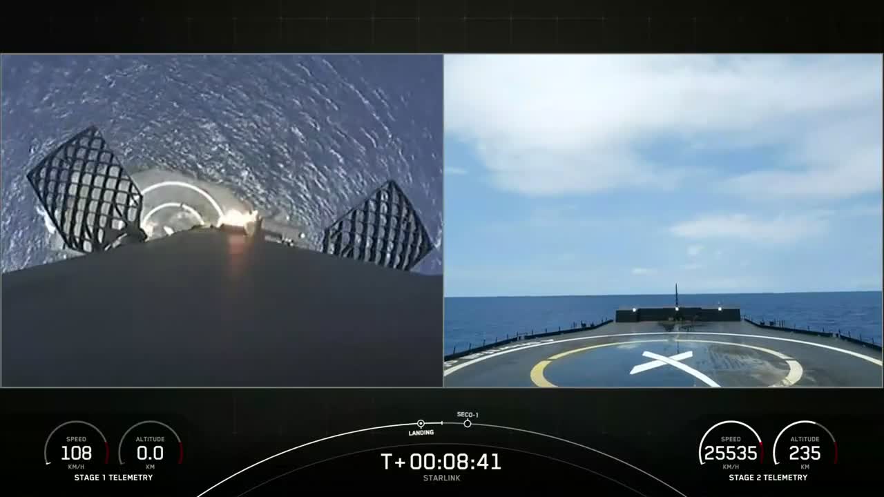 SpaceX Falcon 9 rocket lands on droneship