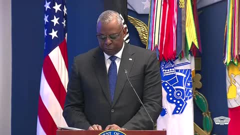 Lloyd J. Austin III delivers remarks at the Pentagon’s annual POW/MIA recognition ceremony.
