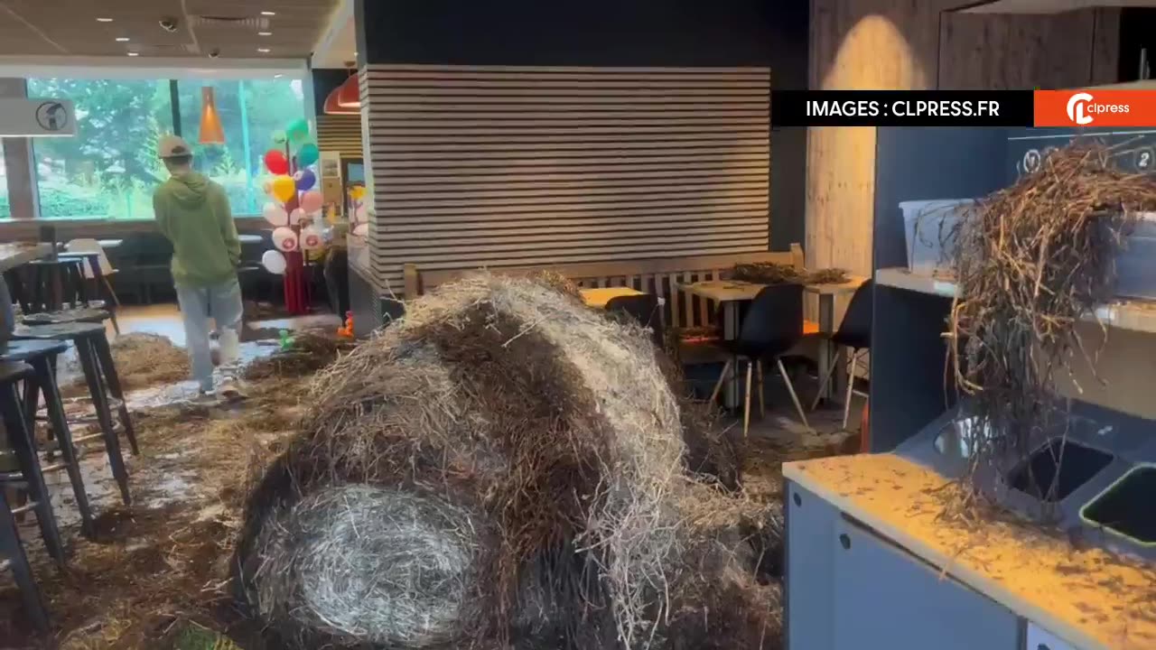 A McDonald's Restaurant in France after a protest by farmers